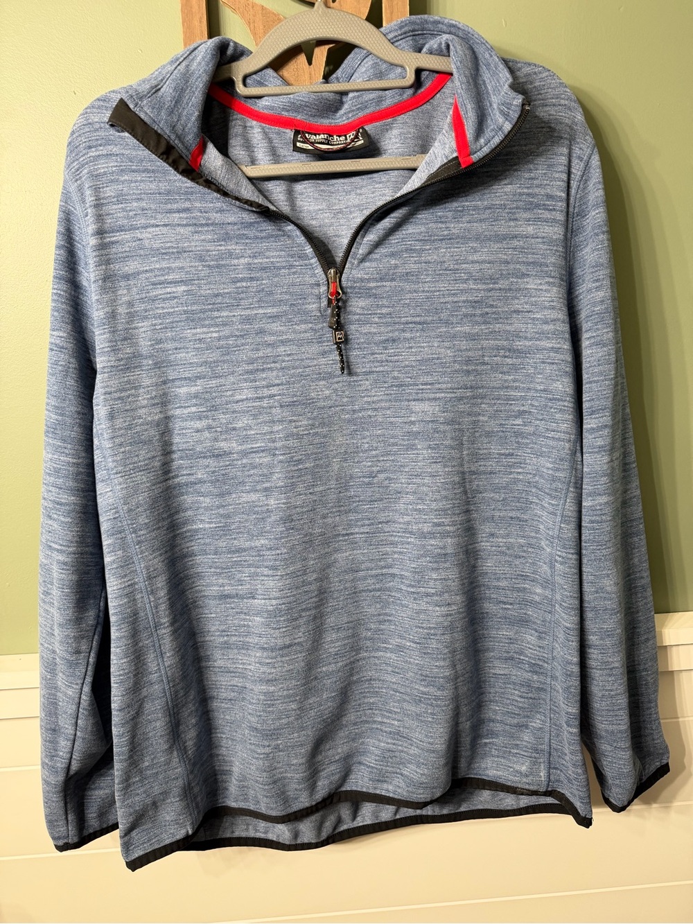Avalanche Men's Heathered Light Blue Quarter-Zip Sweater with Red Trim